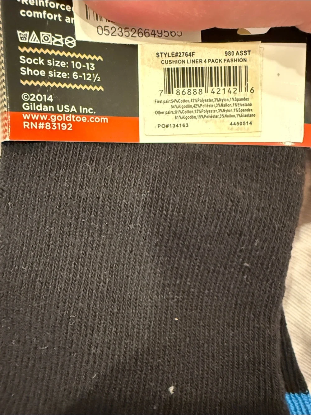 Gold Toe Black Low-Cut Athletic Socks with Blue Toe and Green Stripe - 4 Pair